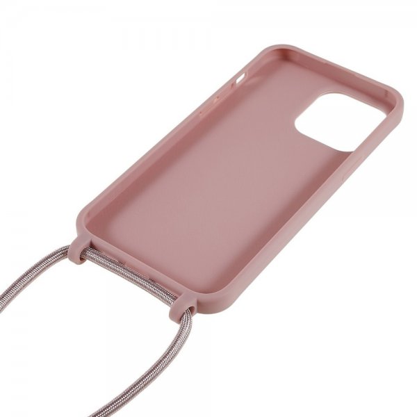 iPhone 14 Pro Max Deksel med Stropp Mørkerosa