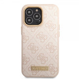 Guess iPhone 14 Pro Max Deksel Metal Plate Logo MagSafe Rosa