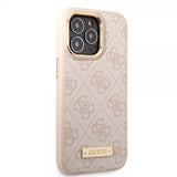 Guess iPhone 14 Pro Max Deksel Metal Plate Logo MagSafe Rosa