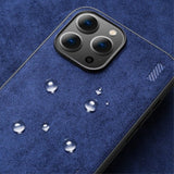 X-Level iPhone 14 Pro Max Deksel Semsket skinn tekstur Blå