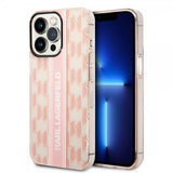 Karl Lagerfeld iPhone 14 Pro Max Deksel Monogram Vertical Stripe Rosa