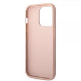 Guess iPhone 14 Pro Max Deksel Saffiano Metal Logo Stripes Rosa