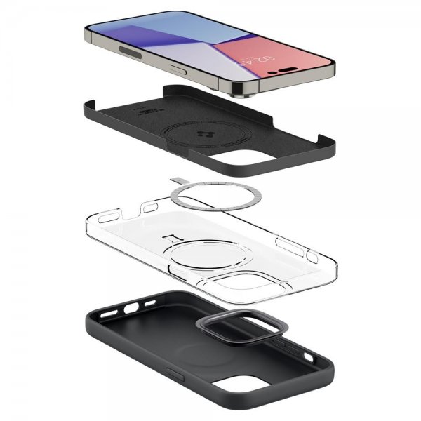 Spigen iPhone 14 Pro Max Deksel Silicone Fit MagFit Svart