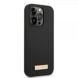 Guess iPhone 14 Pro Max Deksel Silicone Metal Plate MagSafe Svart