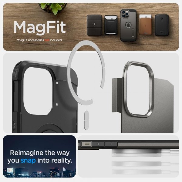 Spigen iPhone 14 Pro Max Deksel Tough Armor MagFit Gunmetal
