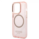Guess iPhone 14 Pro Max Deksel Translucent MagSafe Rosa