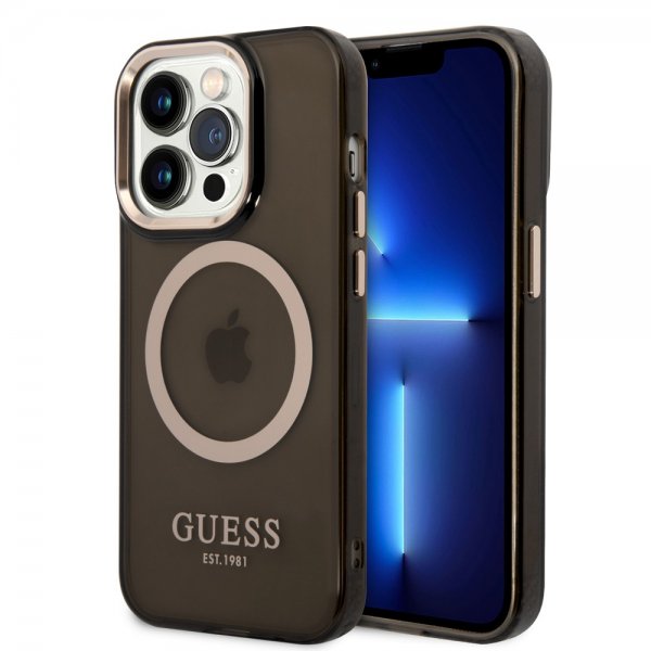Guess iPhone 14 Pro Max Deksel Translucent MagSafe Svart