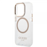 Guess iPhone 14 Pro Max Deksel Transparent MagSafe Gull Transparent