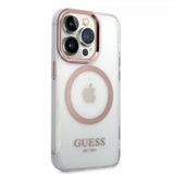 Guess iPhone 14 Pro Max Deksel Transparent MagSafe Rosa Transparent