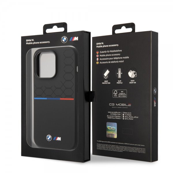 BMW iPhone 14 Pro Max Deksel Tricolor Line & Logo Svart