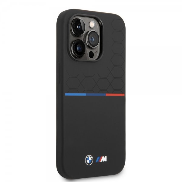 BMW iPhone 14 Pro Max Deksel Tricolor Line & Logo Svart