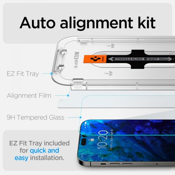 Spigen iPhone 14 Pro Max Skjermbeskytter GLAS.tR EZ Fit 2-pakning
