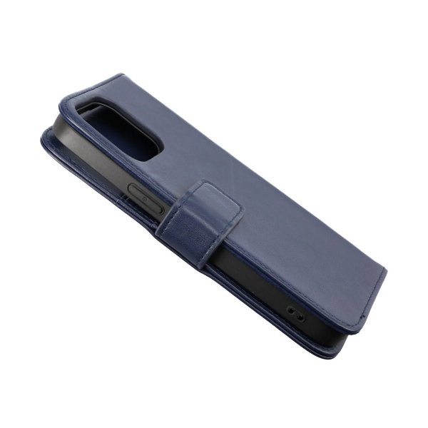 Rvelon iPhone 14 Pro Etui Ekte skinn Kortlommer Blå