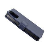 Rvelon iPhone 14 Pro Etui Ekte skinn Kortlommer Blå