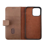 Rvelon iPhone 14 Pro Etui Ekte skinn Kortlommer Brun