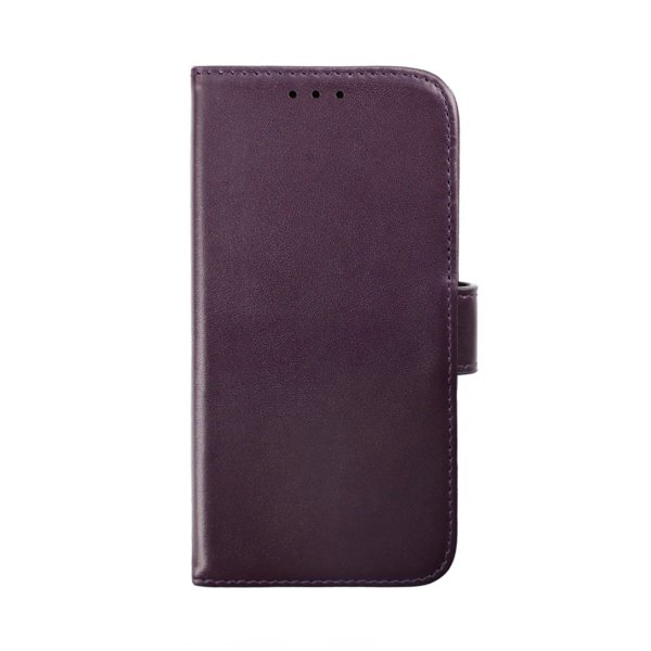 Rvelon iPhone 14 Pro Etui Ekte skinn Kortlommer Lilla