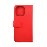 Rvelon iPhone 14 Pro Etui Ekte skinn Kortlommer Rød