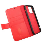 Rvelon iPhone 14 Pro Etui Ekte skinn Kortlommer Rød