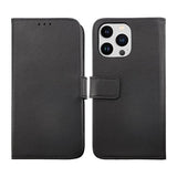 Rvelon iPhone 14 Pro Etui Ekte skinn Kortlommer Svart