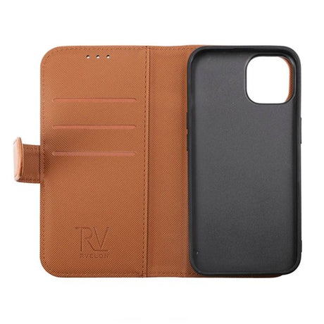 Rvelon iPhone 14 Pro Etui Detachable Wallet Case Brun