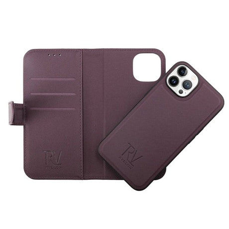 Rvelon iPhone 14 Pro Etui Detachable Wallet Case Lilla