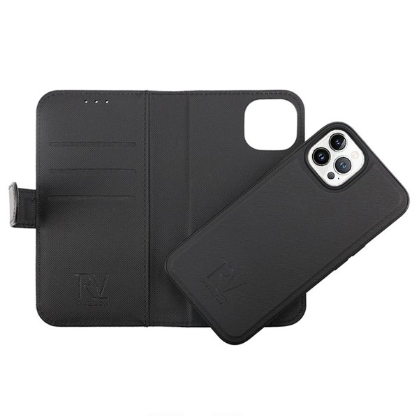 Rvelon iPhone 14 Pro Etui Detachable Wallet Case Svart