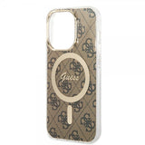 Guess iPhone 14 Pro Deksel 4G Pattern MagSafe Brun