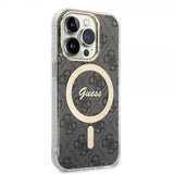 Guess iPhone 14 Pro Deksel 4G Pattern MagSafe Svart