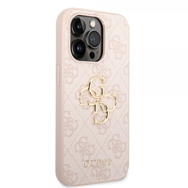 Guess iPhone 14 Pro Deksel Big Metal Logo Rosa