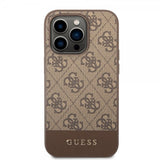 Guess iPhone 14 Pro Deksel Bottom Stripe Metal Logo Brun