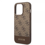 Guess iPhone 14 Pro Deksel Bottom Stripe Metal Logo Brun