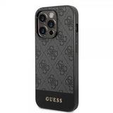 Guess iPhone 14 Pro Deksel Bottom Stripe Metal Logo Grå