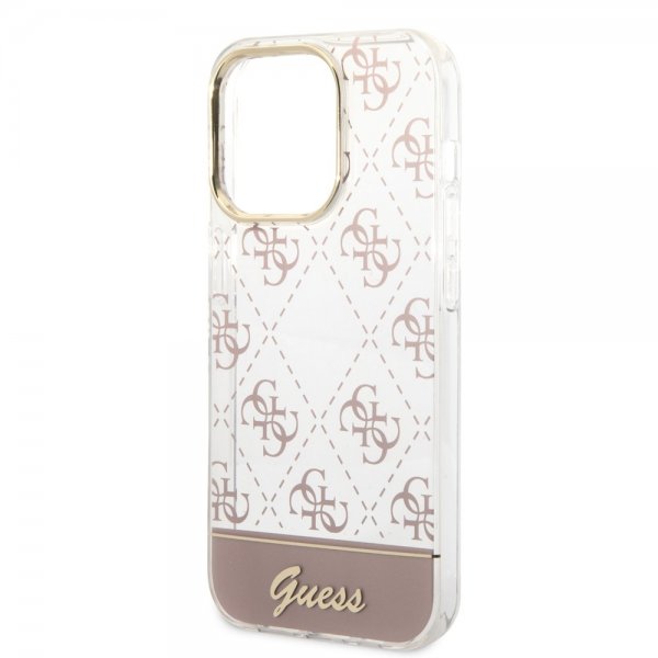 Guess iPhone 14 Pro Deksel Bottom Stripe Script Logo Rosa