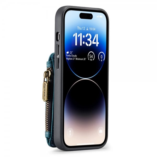 CaseMe iPhone 14 Pro Deksel C20 Kortlomme Glidelås Petrol