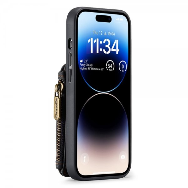 CaseMe iPhone 14 Pro Deksel C20 Kortlomme Glidelås Svart