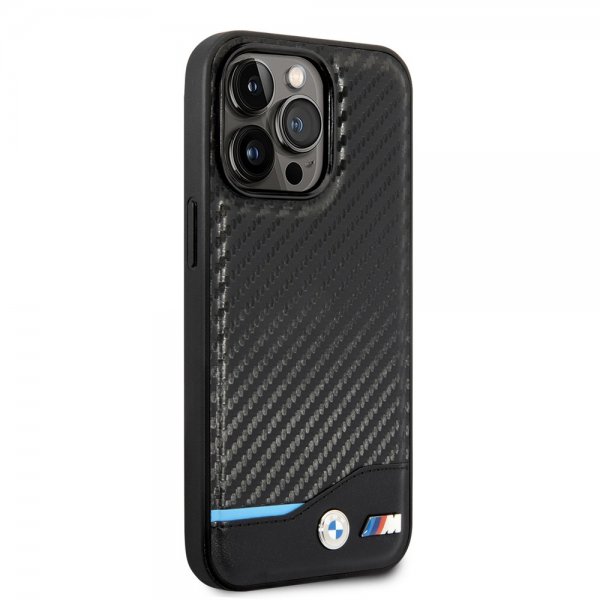 BMW iPhone 14 Pro Deksel Carbon Effect Printed Logo Svart