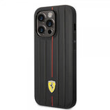 Ferrari iPhone 14 Pro Deksel Embossed Stripes Rød