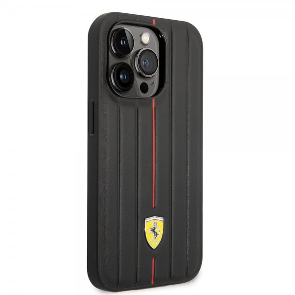 Ferrari iPhone 14 Pro Deksel Embossed Stripes Rød
