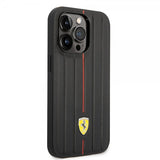Ferrari iPhone 14 Pro Deksel Embossed Stripes Rød