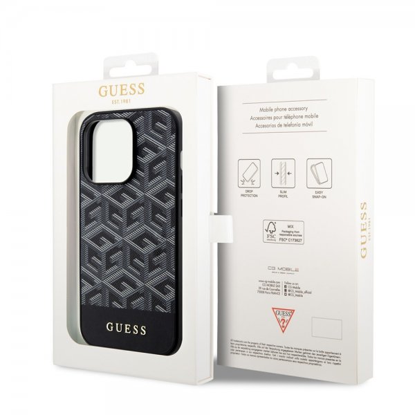 Guess iPhone 14 Pro Deksel G Cube MagSafe Svart