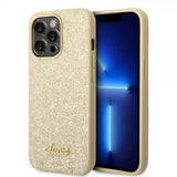 Guess iPhone 14 Pro Deksel Glitter Flakes Metal Logo Gull