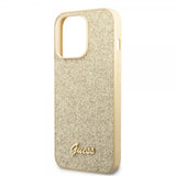 Guess iPhone 14 Pro Deksel Glitter Flakes Metal Logo Gull