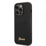 Guess iPhone 14 Pro Deksel Glitter Flakes Metal Logo Svart