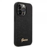 Guess iPhone 14 Pro Deksel Glitter Flakes Metal Logo Svart