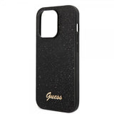 Guess iPhone 14 Pro Deksel Glitter Flakes Metal Logo Svart