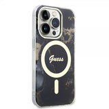 Guess iPhone 14 Pro Deksel Golden Marble MagSafe Svart