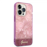 Guess iPhone 14 Pro Deksel Jungle Rosa