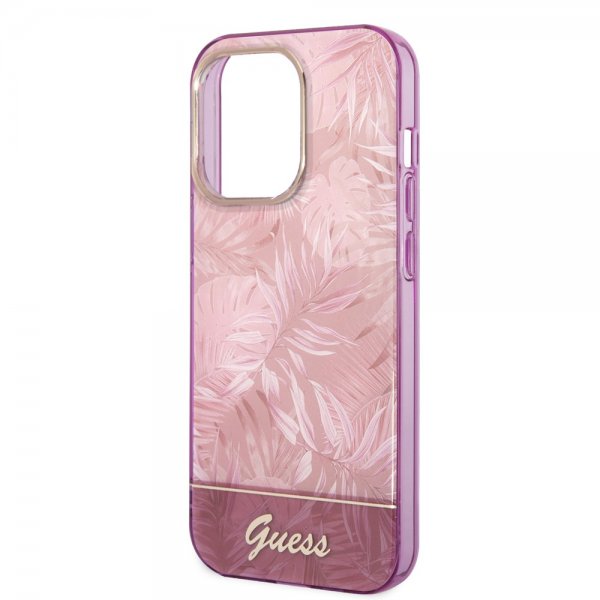Guess iPhone 14 Pro Deksel Jungle Rosa