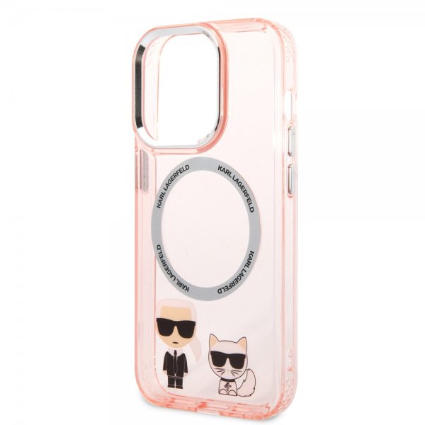 Karl Lagerfeld iPhone 14 Pro Deksel Karl & Choupette MagSafe Rosa