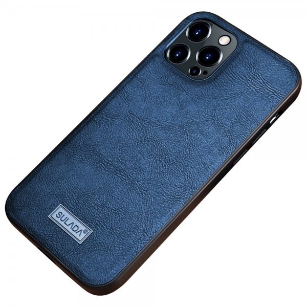 Sulada iPhone 14 Pro Deksel Skinntekstur Blå